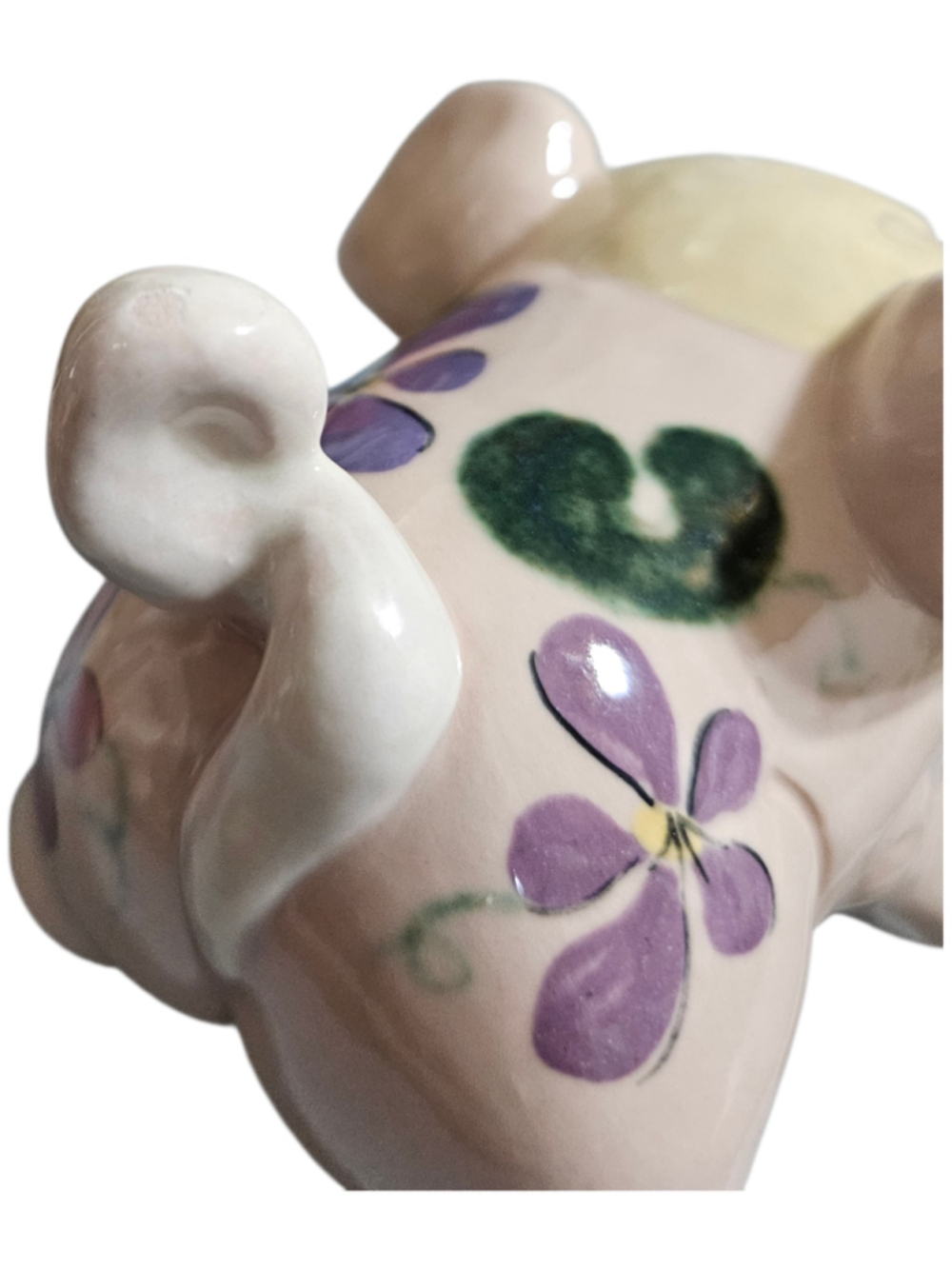 Kay Finch Winking Pig Mid Century California Pottery Floral Pig Figurine 1950s